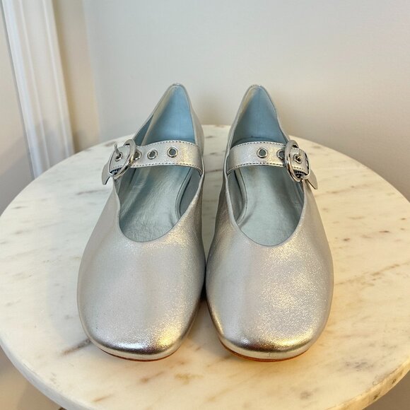 REFORMATION Bethany Ballet Flat in Silver Size US 9 - Picture 4 of 11